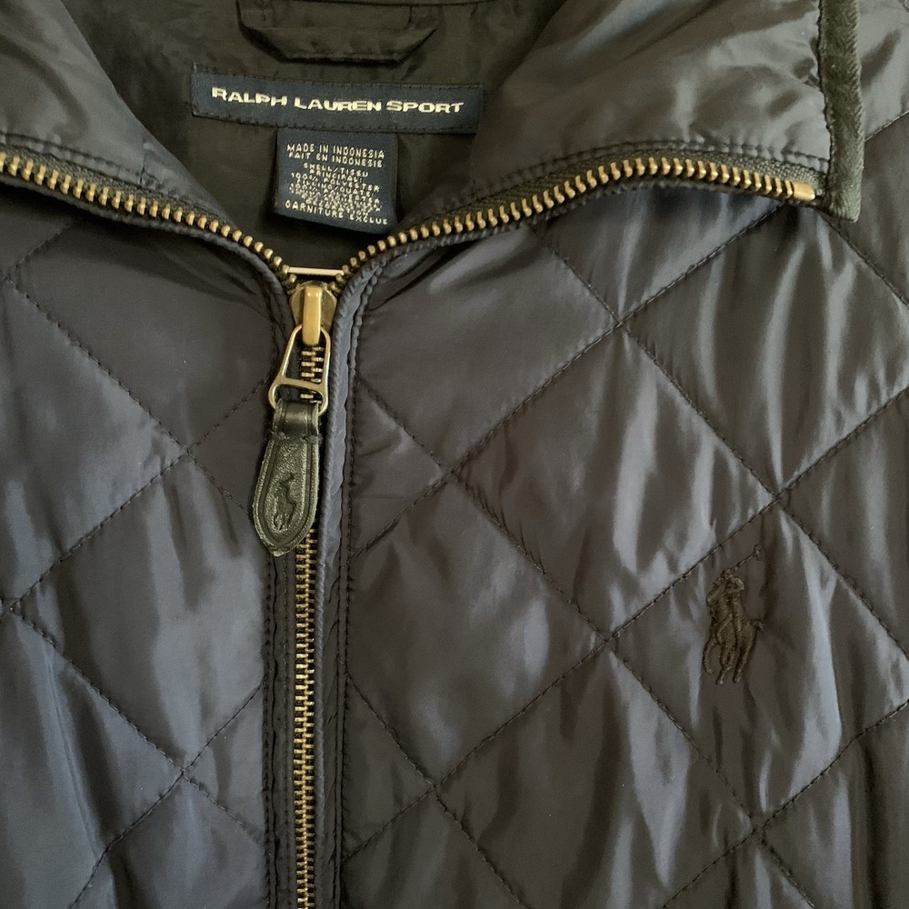 Ralph Lauren Sport Quilted Jacket Diamond Puffer Coat Women's SZ-L Navy Full Zip - Picture 4 of 16